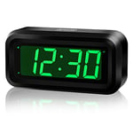 KWANWA Cordless Digital LED Alarm Clock With Big 1.2'' LED Time Display,AA Battery Operated Only,Can Be Placed Anywhere Without A Cumbersome Cord (Green display)