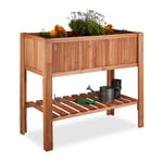 Relaxdays Potager Sur Pied En Bois De Sapin 4 Pieds Surface Inférieur Rangement Jardiniere