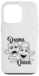 Coque pour iPhone 13 Pro Masques de théâtre comédie et tragédie Drama Queen Black Line