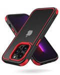 MobNano Coque Compatible avec iPhone 13 Pro 360 degrés Antichoc Pro Anti-Rayures Transparente PC/TPU Silicone Etui pour iPhone 13 Pro - Noir/Rouge