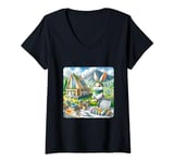 Womens Easter Rabbit Designing Eco-Conscious Item House. Motifs V-Neck T-Shirt