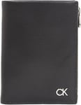 Calvin Klein Men's Metal Ck Trifold 6Cc W/Detach C Wallets, Ck Black, One Size