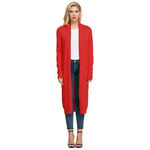 GRACE KARIN Cardigan Femme Vintage Manches Longue Pull Manteau Long Slim Fit Casual Travail avec Poches Automn Hivers CLE02380-5 Rouge M