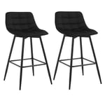 WOLTU BH143sz-2 Lot de 2 Tabouret de Bar Design Chaise Haute pour Bar Bistro siège en Velours avec Repose-Pieds Cadre en métal,Noir