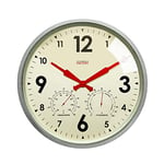 Cloudnola Horloge Murale en métal étanche avec thermomètre et hygromètre, Gris Zinc, 45,7 cm, silencieuse, sans tic-tac, Fonctionne à Piles