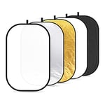 Neewer® Portable 5 in 1 120x180cm/47"x71" Translucent, Silver, Gold, White, and Black Collapsible Round Multi Disc Light Reflector for Studio or any Photography Situation