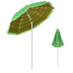 COSTWAY Parasol de Plage Inclinable Hawaii Ø200xH 206 cm Toit Chaume Fixation pour Sable 2 Parties Démontables pour Jardin Cour Vert