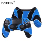 Sininen Camo-Soft silikonikumikotelo Sony PlayStation Dualshock 4:lle PS4 DS4 Pro Slim Controller Skin Cover + 2 peukalokahvan suojusta