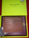 BNIB TED BAKER LONDON Men's Tan Leather "Hunkee" Card Holder. Gift Idea