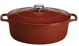 Cocotte en fonte émaillée ovale 33 cm 7.1L rouge érable sublime INVICTA CHASSEUR