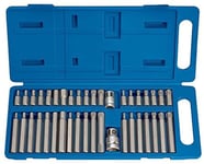 Draper TX-STAR 40 Piece Precision Screwdriver Hex Key and Spline Mechanics Bit Set | 3/8 1/2" Square Drive Hand Tools | DIY and Professional Kit | Resistant Plastic Case | 33323