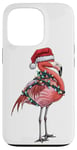 iPhone 13 Pro Cute Pink Flamingo Christmas Hat Xmas Case