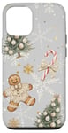 Coque pour iPhone 12/12 Pro Sapin de Noël esthétique en pain d'épices et sapin de Noël beige neutre