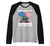 Memorial Day Remember the Fallen USA Flag Raglan Baseball Tee