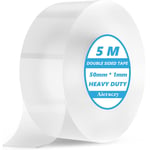 5Cm * 5M Scotch Double Face Extra Fort, Ruban Adhésif Double Face, Scotch Mural Sans Trace, Réutilisable Double Sided Nano Tape Transparent, Sans Percer Scratch Autocollant Double Face