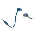 JBL Tune T110 In-Ear Headphones with Microphone, Blue, 9mm Drivers, Inline Mic/C