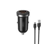 Xo billader CC56 PD 30W QC 1x USB 1x USB-C svart + USB - microUSB-kabel