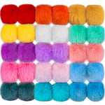 BQTQ 30 Pièces Pompons Fausse Fourrure Balls Pompon Ball Bricolage en Fausse Fourrure Pom Poms Moelleux pour Accessoires de Sac à Gants écharpe Porte-clés, 15 Couleur