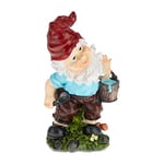 Relaxdays Nain de Jardin avec Seau, résiste aux intempéries et au Gel, HxLxP: 32x17x13 cm, Figurine, Lutin, Multicolore