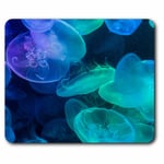 Computer Mouse Mat - Beautiful Jellyfish Blue Sea Creatures Office Gift #8379