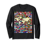 252 Flags,World Flags,World map with flags. Long Sleeve T-Shirt