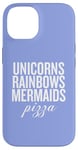 Coque pour iPhone 14 Licorns Rainbow Sirènes Pizza Fun