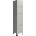 Casier de bureau armoire meuble de rangement pour bureau atelier chambre acier métallique avec 5 portes acier laqué 180 x 38 x 45 cm gris