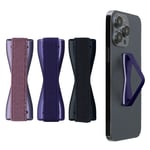 Set of 3x Smartphone Phone Finger Straps Grips - Metallic Blue Violet Metallic 