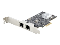 StarTech.com 2-Port 2.5Gbps NBASE-T PCIe Network Card, Intel I225-V, Dual-Port Computer Network Card, Multi-Gigabit NIC, PCI Express Server LAN Card, Desktop Ethernet Interface - Nettverksadapter - PCIe 2.0 x2 lav profil - 10M/100M/1G/2,5 Gigabit Ethernet x 2 - svart