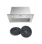 COMFEE' Integrated Cooker Hood 52 cm BIHT01SS-52 with LED Light, 520mm Built-in Extractor Fan Silver with Recirculating Carbon Charcoal Filter CF03