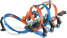 Hot Wheels Track Set and Toy Car, Large-Scale Motorized Track with 3 Corkscrew 3