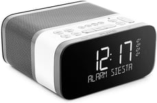 Pure Siesta S6 Bedside FM DAB+ Clock Radio Bluetooth Connectivity  Polar White