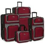 U.S. Traveler New Yorker Lot de 4 valises de Voyage légères et Extensibles (15/21/25/29), Rouge Profond, 4-Piece Set (15/21/25/29), New Yorker Ensemble de valises à roulettes légères et Extensibles