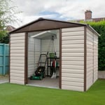 Abri de jardin métal beige 6,44 m2 Yardmaster + kit d'ancrage