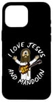 Coque pour iPhone 16 Pro Max I Love Jésus et Mandoline Chrétienne Worship Église Bluegrass