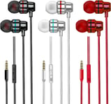 In-Ear Headphones Wired Earphones 3 Pack Compatible with Iphone, Ipad, Android