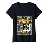 Womens Wrestling Half Nelson Wrestler Adjectives Cross Face V-Neck T-Shirt