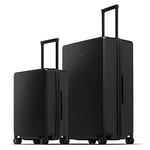 LEVEL8 Valise de Voyage à roulettes Pivotantes, Valise Rigide Légère à 4 Roues, Spinner 100% PC Trolley Bagages, Texturée Micro-Diamant Serrure TSA Intégrée (Lot de 2 Valises, 40L/105L, Noir)