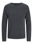 Jack & Jones Men's Jjehill Knit Crew Neck Noos Sweater, Dark Grey Blend, XS