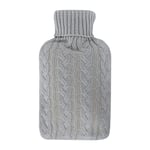 LIVIVO Large 2L Hot Water Bottle with Arran Knitted Cover Removable and Washable- Quick Pain Relief and Comfort (Grey)