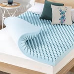 Best Price Mattress Surmatelas en Mousse à mémoire de Forme de 10,2 cm avec Infusion de Gel rafraîchissant, certifié CertiPUR-US, Grand lit, Bleu Clair