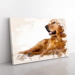 Big Box Art Golden Retriever Dog (2) French Cream Canvas Wall Art Print Ready to Hang Picture, 76 x 50 cm (30 x 20 Inch), Multi-Coloured