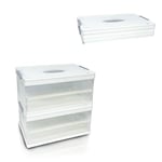 S.I.C Boîte de rangement transparente pliable, boîtes de rangement en plastique, organisateur pour coffre de voiture, armoires, maison, garde-manger, bureau 2 x (42 x 28 x 21 cm, blanc)