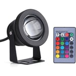 Aiducho - Lumière Sous-Marine, 10w 12v Rvb Led Étanche Multicolore Spot Lumière Pond Étang Aquarium Réglable Nuit Lampe De Plongée Avec Télécommande,