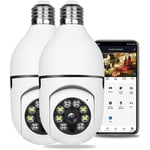 Lot de 2 caméras de sécurité sans fil avec ampoule WiFi, caméra de surveillance dôme hd Vision nocturne avec prise de lumière, caméra sans fil de