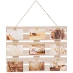 Atmosphera Créateur D'intérieur - Pêle-mêle Multivues Porte Photos mural en Bois avec Clips en métal doré 58 x 43 cm - Atmosphera