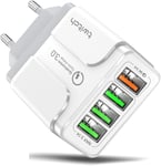 Chargeur Usb Multiple Charge Rapide Qc 3.0. Usb Multiple 4 Ports Chargeur Mobile Charge Rapide Pour Tous Les Mobiles, Samsung Galaxy, Note, Xiaomi, Huawei[Cdq091949]