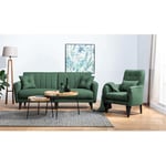 Ensemble canapé convertible 2 places et fauteuil Ikaria Tissu Vert