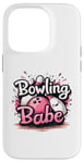 Coque pour iPhone 14 Pro Bowling Babe Fun Bowling Design, jolie boule et épingles kawaii