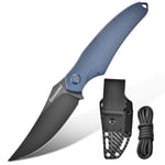 Harnds Shark Couteau à Lame Fixe pour l'extérieur avec étui en Kydex Lame en Acier D2 Couteau de Camping Idéal Couteau de Survie Premium Couteau de Bushcraft (Gris - Gris Titane)